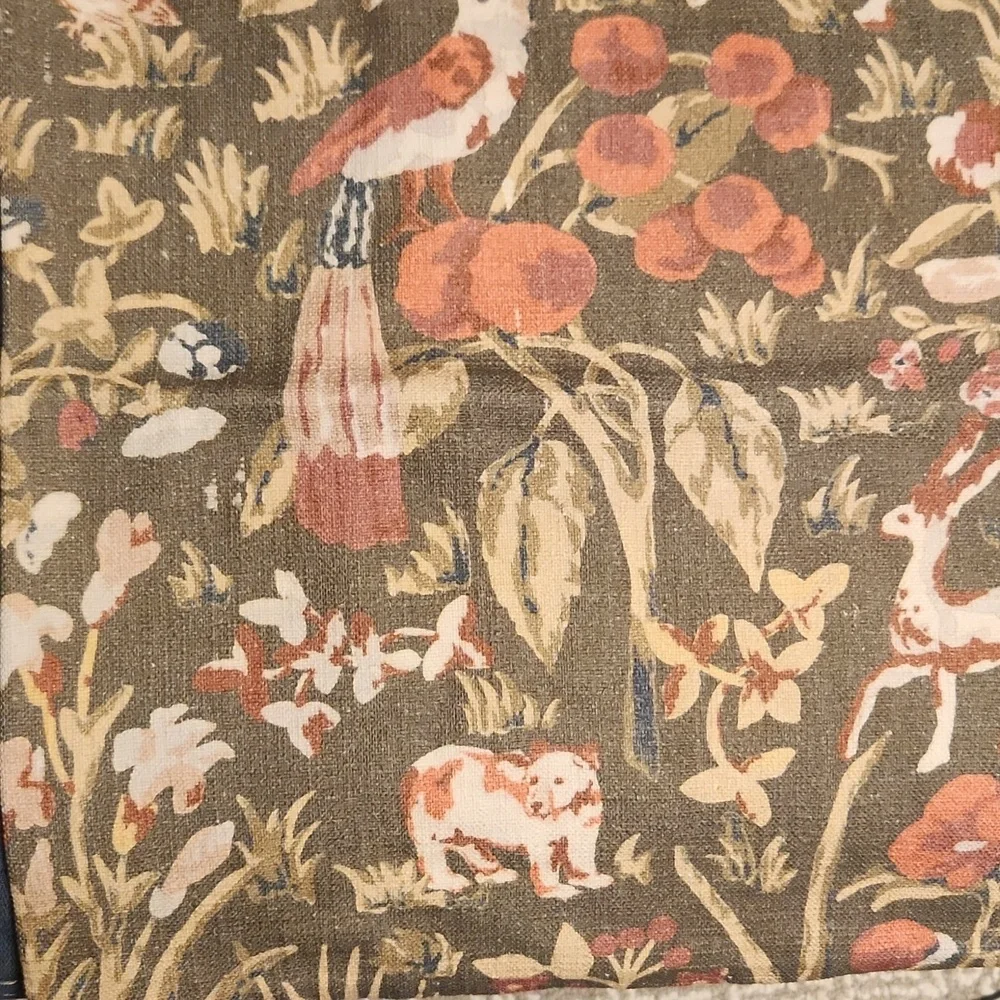 Pair Of West Elm Olive Green  Animal Birds Print Decorative Pillow Cover 20